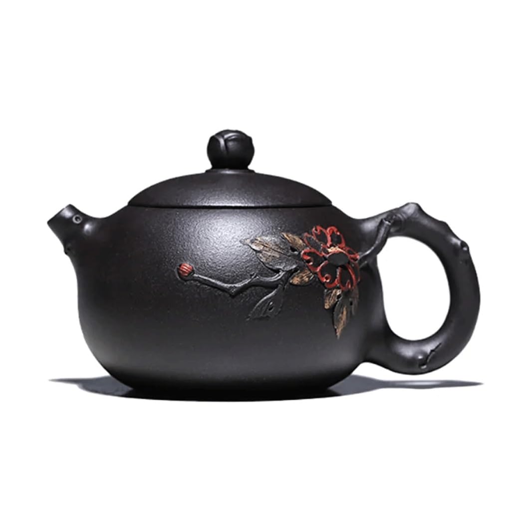 TYUHDUYUR 230ml Clay Teapot Famous Handmade Xishi Tea Pot Hand Carved Kettle Zisha Tea Set Collection (D 13 * 7.5 * 5)