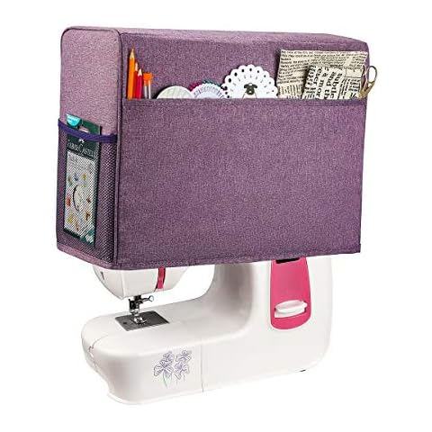 KOKNIT Sewing Machine Dust Cover with Bonus Pocket for Accessorie,Compatible with Most Standard Singer and Brother Sewing Machines (Purple) Cover