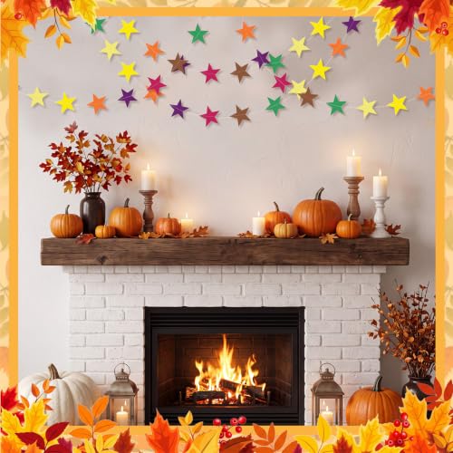 Image of Patelai Star Garland, Yellow,Brown,Deep Red,Orange,Dark Green, 130 Feet