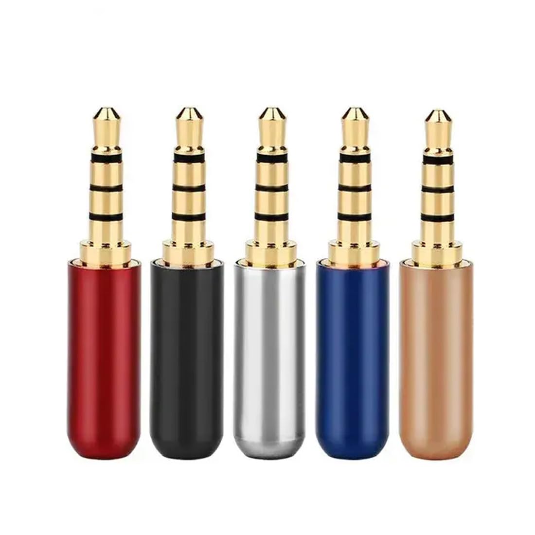Imaashi 3.5mm 3 Pole AUX Plug, Male Stereo TRRS Soldering Connector - Metal Audio Jack for Headphone Earphone Cable Repair DIY- Multicolor (Pack of 5)-image-14