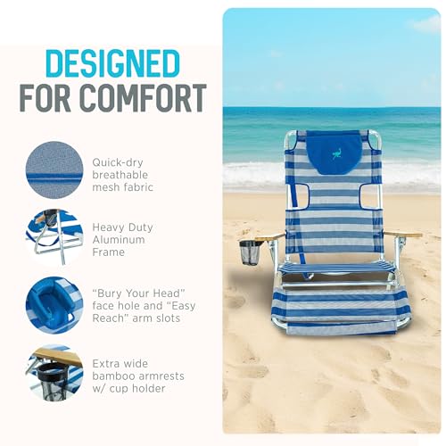 Image of Ostrich the Original 3N1 Reclining Lounge Chair Relaxing Beach Seat, Stripe