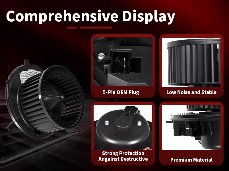 Image of Vetmor 700241 Front HVAC Heater Blower Motor with Resistor Compatible with Volkswagen Jetta, Tiguan, GTI, Beetle, Eos, Golf, Tiguan Limited & Audi A3 Q3, TT Quattro, Replace# 1K1820015