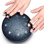 REGIS-Alloy-Steel-Tongue-Drum-8-Notes-6-Inches-Chakra-Tank-Drum-Steel-Percussion-Padded-Travel-Bag-and-Mallets-Navy