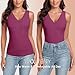 WOWENY Sleeveless Thermal Fleece Tank Top for Women V Neck Lace Camisole Warm Base Layer Cami Vest Underwear Tops(2074-purplish red, Medium)