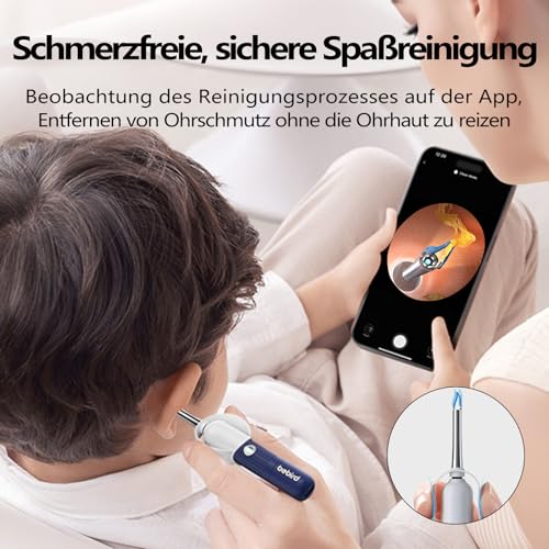 Upgrade Earsight Ohrenschmalz Entfernung Kamera Licht Tool Set, Ohrenreiniger mit flexiblen drahtlosen Otoskop, Painless Visual Pinzette Entferner, tragbare Ohr Reinigung Kit Blua