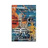 HUAYEQWHELH Póster estético de The Strokes para pared, pintura decorativa, lienzo vintage para sala de estar, dormitorio, 30 x 45 cm, estilo sin marco