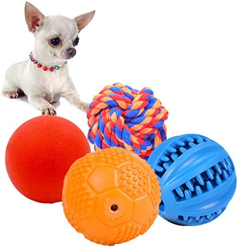 Volacopets 4 Pack Puppy Balls, Puppy Teething Ball, Dog Balls for Small Dogs, Squeaky Ball for Small Dog, Rubber Ball, Puppy Toys, Dog Enrichment Toys for Chewing
