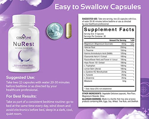 Natural Sleep Supplement - Herbal Sleep Aid Supplement - Non Habit Forming Sleeping Pills - Non-Drowsy Formula With Melatonin, Valerian Root, Lemon Balm, Chamomile, Gaba, Magnesium #TOP3
