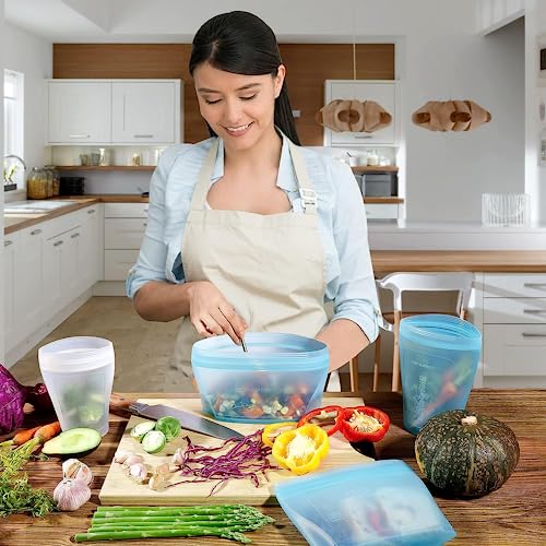 Zip Standing Reusable Food Container, Silicone Bag, 6 Pcs Zip Containers Can Be Used For Fruit And Vegetable Snacks thumb #6