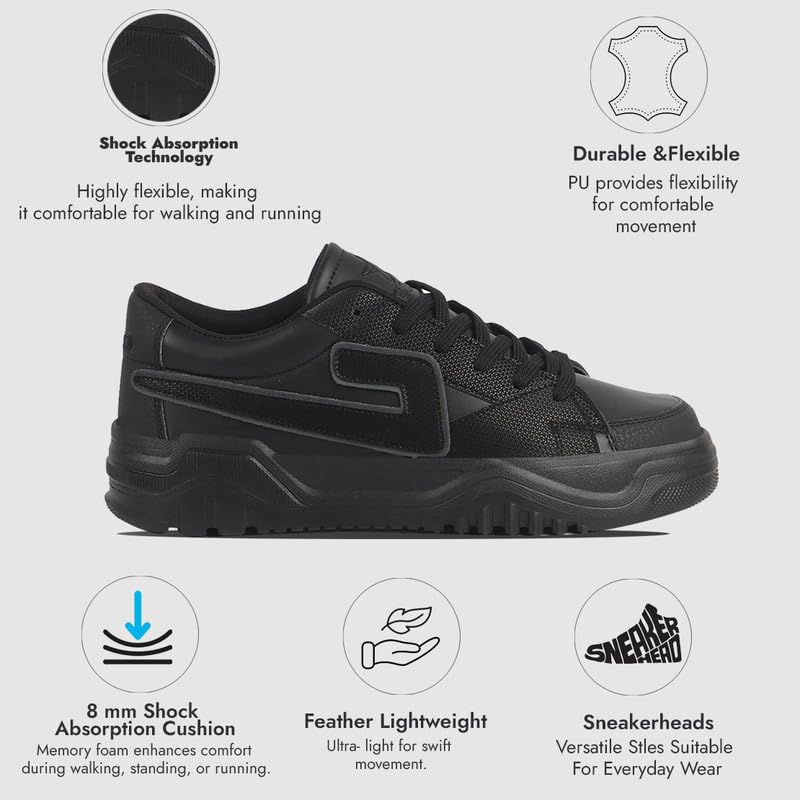 Image of FAUSTO Men's Low Top Chunky Lace-Up Sneaker Shoes|Low Ankle Casual Shoes|All Day Comfortable Sneakers
