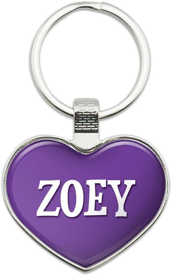 Metal Keychain Key Chain Ring Purple I Love Heart Names Female Z - Zoe : Clothing, Shoes & Jewelry