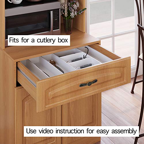 Living Skog Kitchen Storage Cabinet–Kitchen Cabinet with Storage Shelves and Microwave Stand–Pantry Cabinet-Kitchen China Cabinet–Kitchen and Pantry Hutch Cabinet (Cherry)