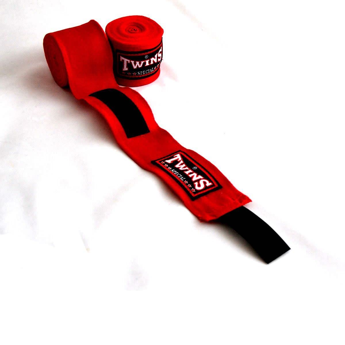 TWINS SPECIAL CH5 Elastic Cotton Handwraps - Solid Colour - For Muay Thai, Boxing, Kickboxing or MMA (Red)