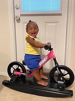 Strider 12” Sport Bike (Pink) + Rocking Base - Helps Teach Baby How to Ride a Balance Bicycle - for Kids 6 Months to 5 Years - Easy Assembly & Adjustments, PROCK-ST-S4PK
