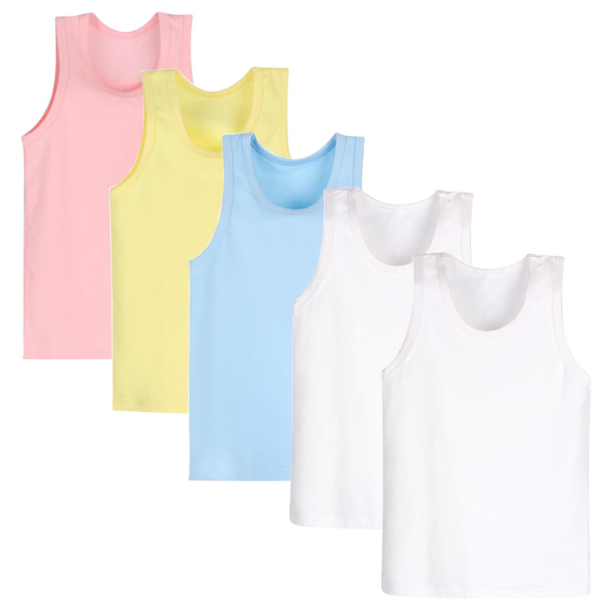 Paquete de 5 Chalecos Tipo Camisola para niñas, Camisetas Interiores Suaves sin Mangas para niños, Camisetas sin Mangas Lisas, Ropa de Baile de Gimnasia de Ballet con Espalda Cruzada