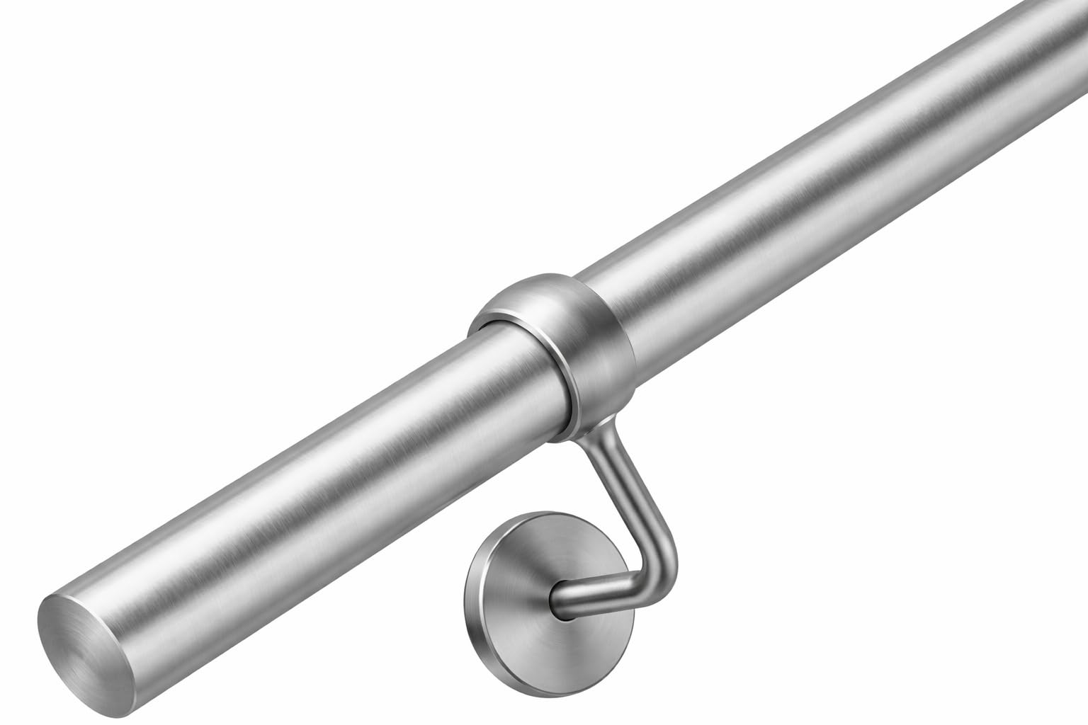 Stiley Living Stainless Steel Wall Mounted Indoor Banister Rail System with Steel Brackets & Fixings – Stainless Steel Wall Mounted Indoor Stair Banister Rail – Modern Railing System – 1.2m
