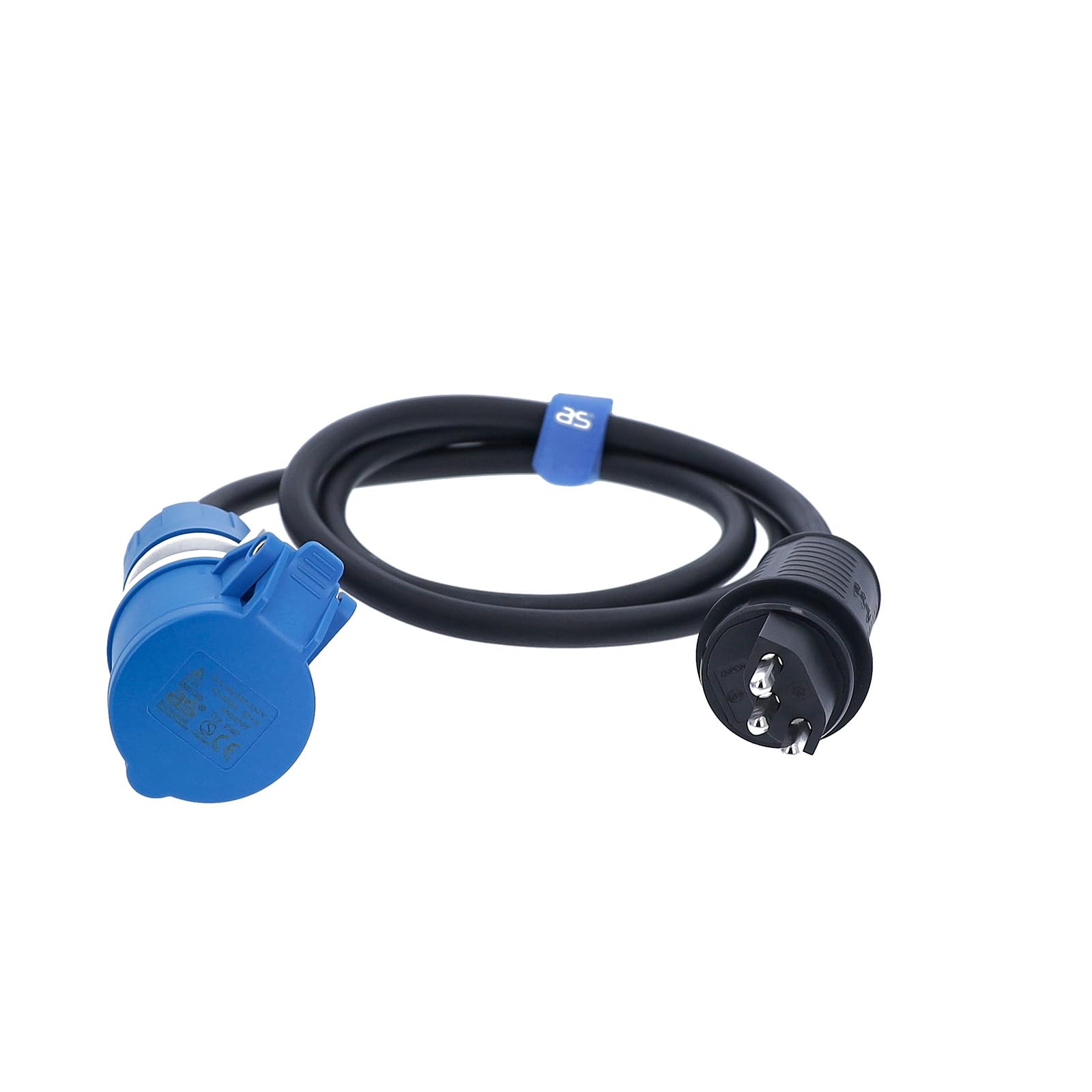 as - Schwabe Cavo adattatore CEE 1,5 m H07RN-F, 230 V 16 A, attacco SEV tipo 23 su CEE, con indicatore di tensione, IP44 resistente agli spruzzi d'acqua