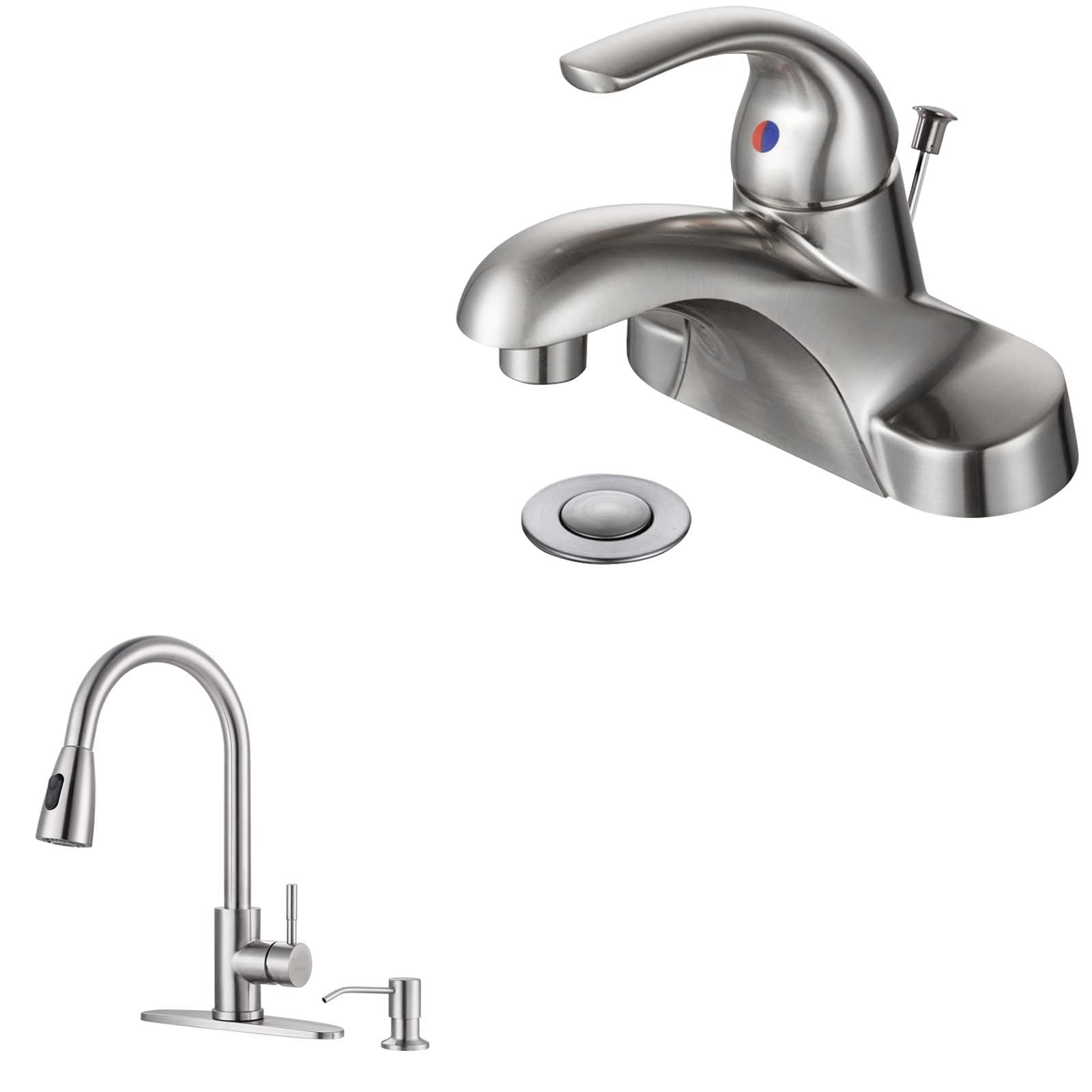 Jnfidosr Women's Kitchen Faucet With Soap Dispenser, And Low Arc Single Handle Bathroom Faucet