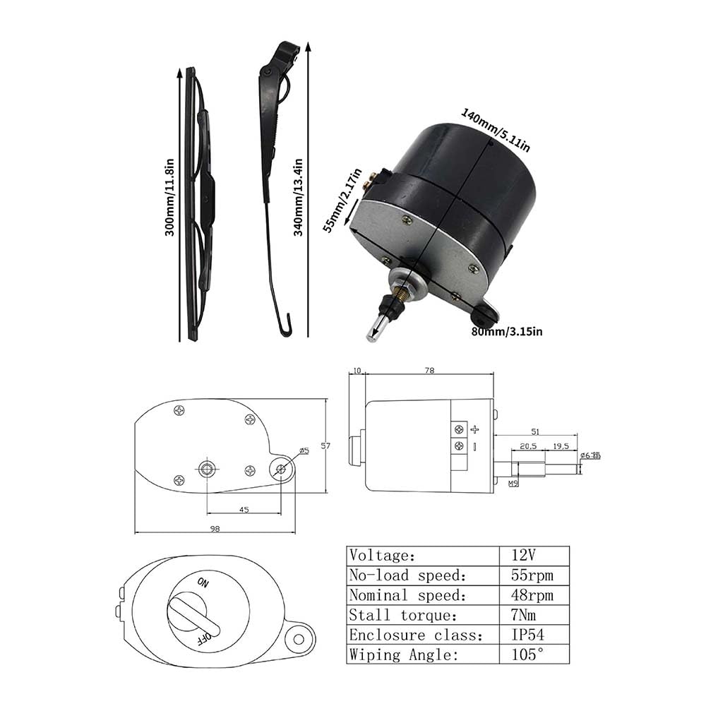 Parabrezza motore e braccio tergicristallo compatibile con Willys Jeep trattore 01287358 7731000001 0390506510 01287358