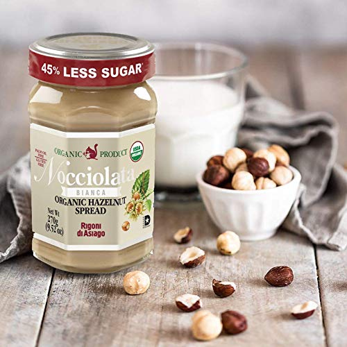 Rigoni Di Asiago Nocciolata Bianca Organic Hazelnut Spread, 9.52 Oz, Cocoa Free #TOP3