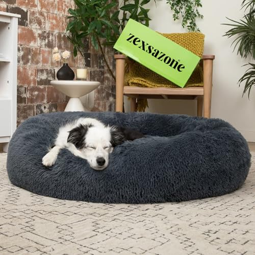 Image of ZEXSAZONE Summer Round Donut Comfortable Durable 2 in 1 and Washable Pet Bed | Cat Bed | Puppy Bed | Dog Bed | Medium Dog Bed for Cats Puppies Labrador German (Grey, Large)