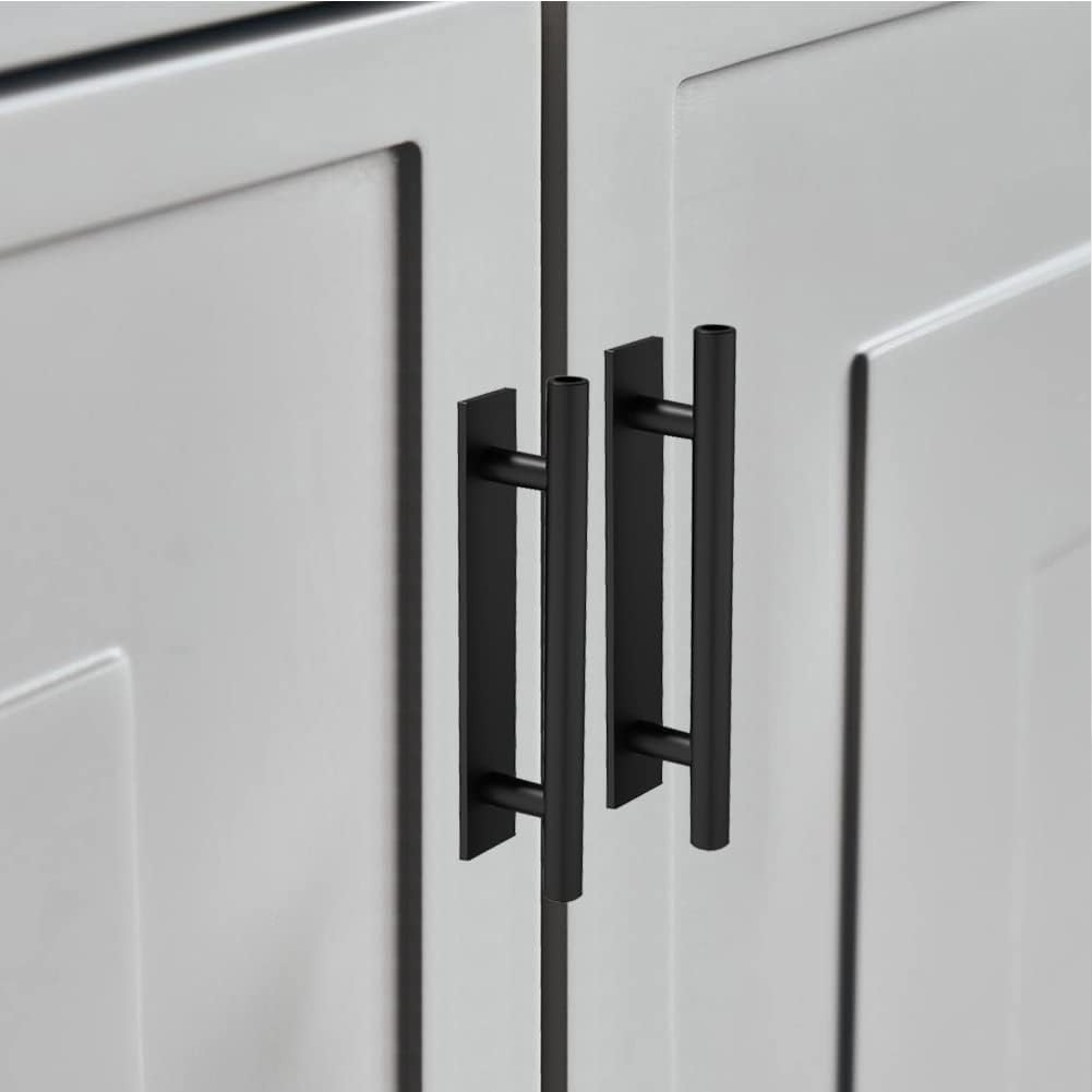 10 Pack Self-Stick Push Pull Helper ABS Plastic Wardrobe Handle Instant Cabinet Drawer Furniture Handles (Black)