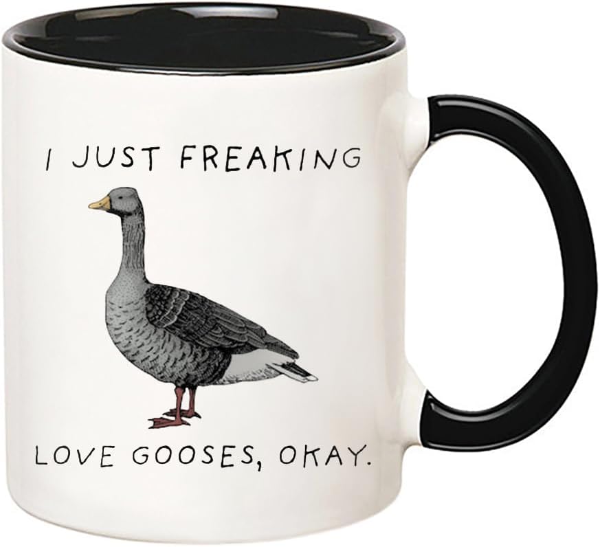 I Just Freaking Love Gooses, Okay Mug, Goose Mug, Love Goose, Goose Gifts, 11 Oz Novelty Coffee Mug/Cup, Black - Image 2