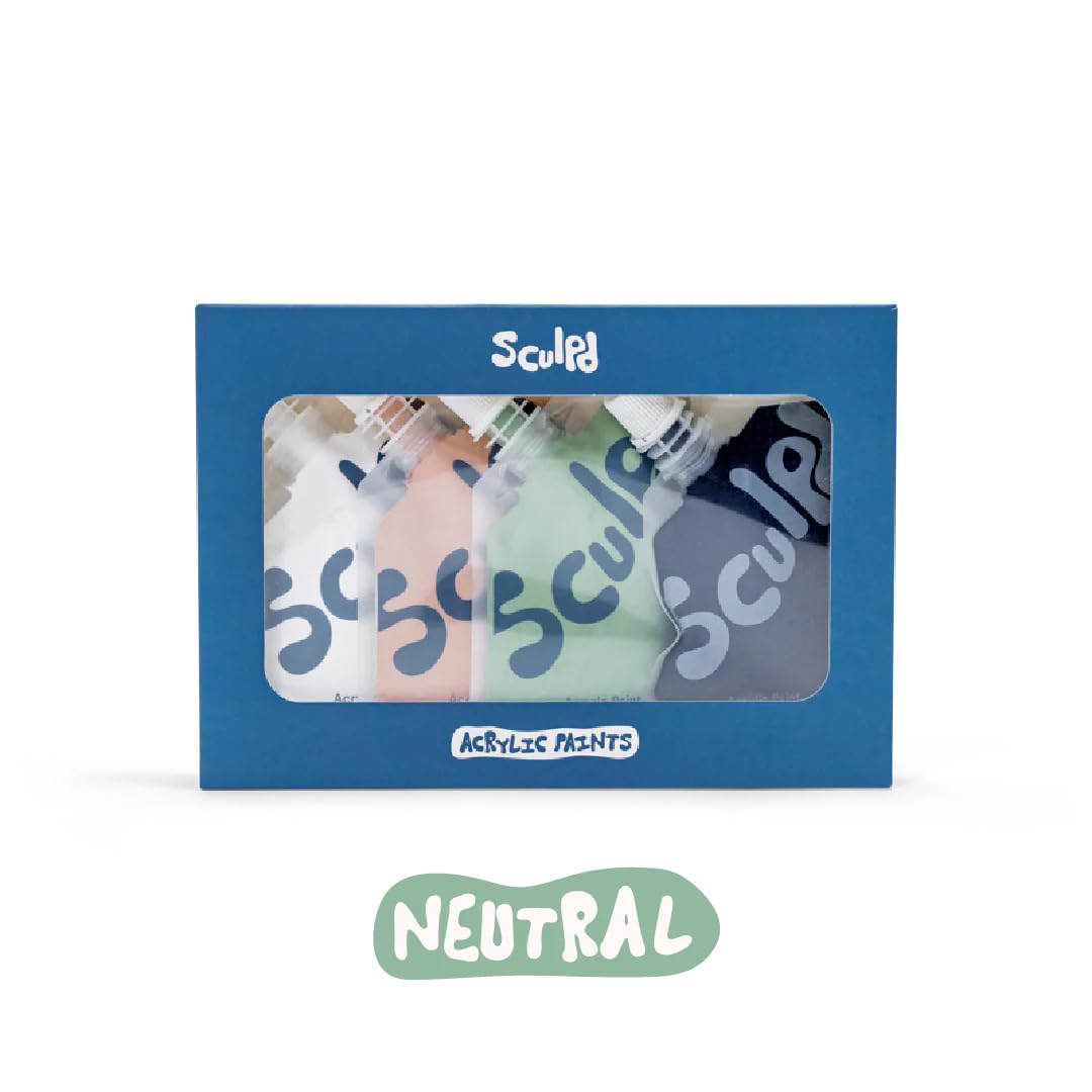 Sculpd Set für abstraktes Malen, abstrakte Malerei, 4 Acrylfarben, 2 Pinsel, Künstlerleinwand, weiterer Künstlerbedarf, Studienbuch und Anleitungen, geeignet für Erwachsene, Anfänger und Künstler