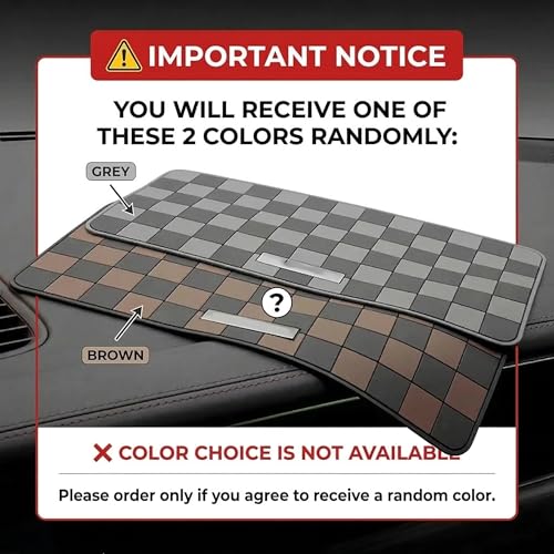 Image of Eliane Car Dashboard Mat Anti-Slip Rubber Pad Universal Non Slip Car Dashboard Sticky Adhesive Mat for Phones Sunglasses Keys, Chess Design (Black /Grey)