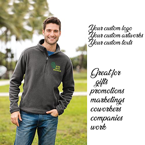 INK STITCH Men F218 Custom Stitching Logo Text Embroidery Fleece Half Zip Up Jakckets3