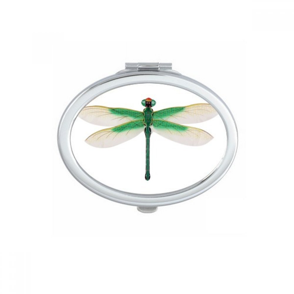 Miroir de maquillage compact ovale, mini miroir de poche traditionnel motif libellule