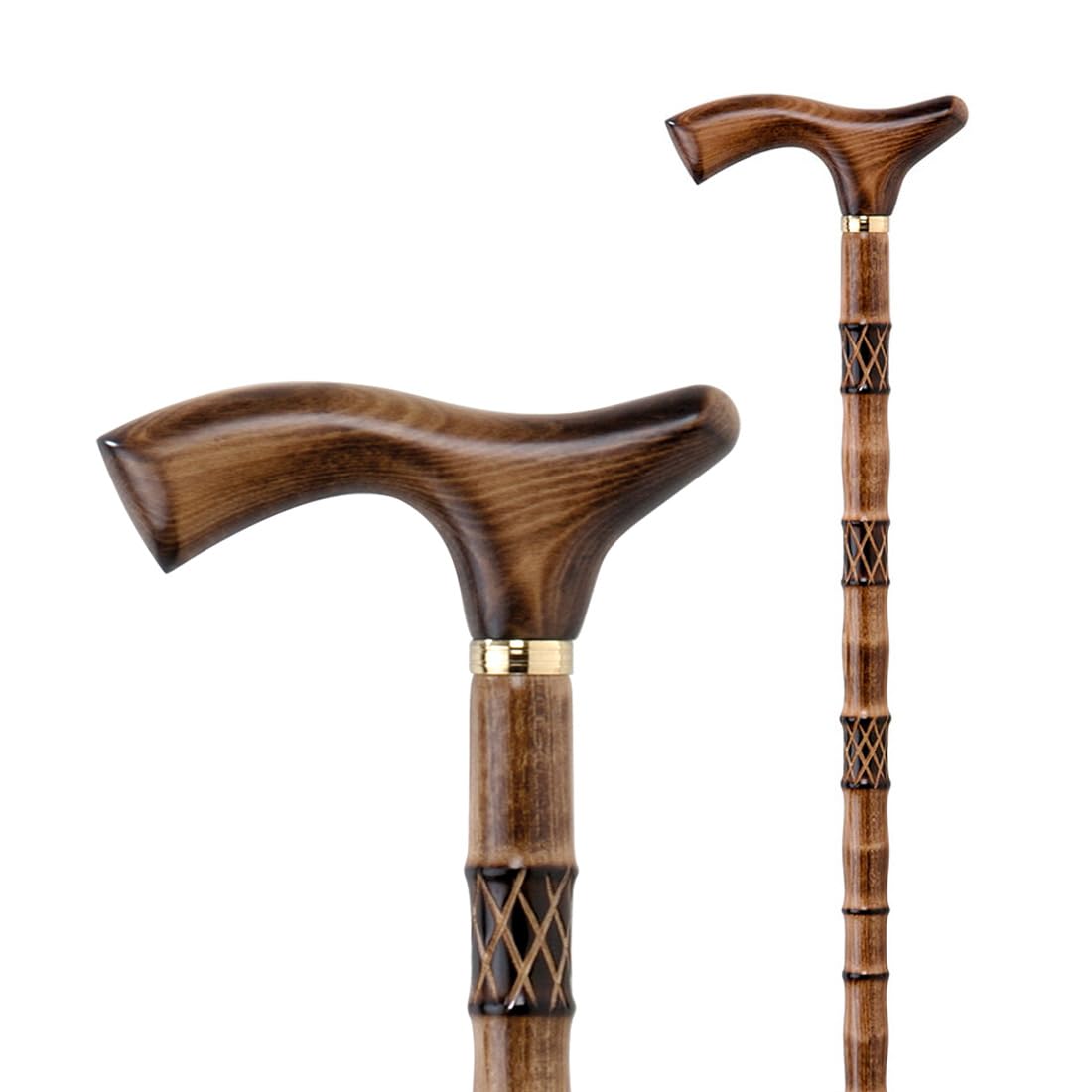 Flexor - Bastone da passeggio classico | robusto legno di faggio | Manico elegante | Supporto e stabilità | Ideale per città e natura | Marrone mogano, legno