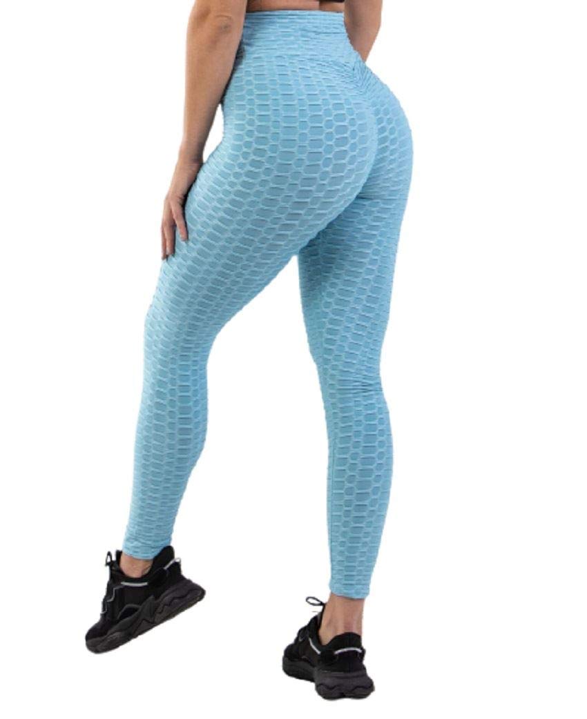 Crazy GirlsWomens Honeycomb High Waist Gym Leggings Ladies Slim Fit Scrunch Butt Lift Wrokout Yoga Pants