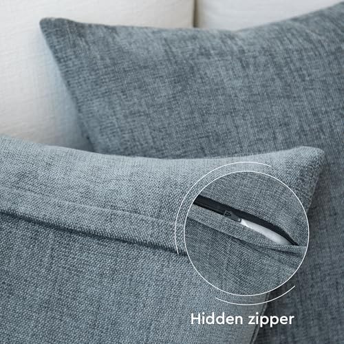 Image of Encasa XO Thick Chenille Throw Pillow Covers Set of 1 | Denim - (20 inchx20 inch) (50x50 cm) | Decorative Accent Square Throw Pillow Cases for Couch, Home Decor, Sofa