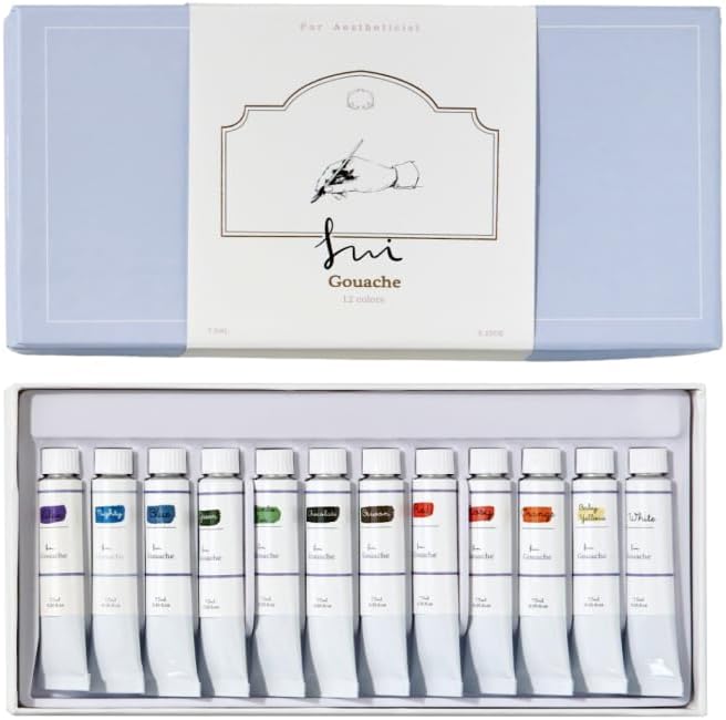 Watercolor Gouache Paint Set – 12 Professional Artist Colors (7.5ml Tubes) Portable Painting for Watercolor, Gouache, Illustration & Travel Art