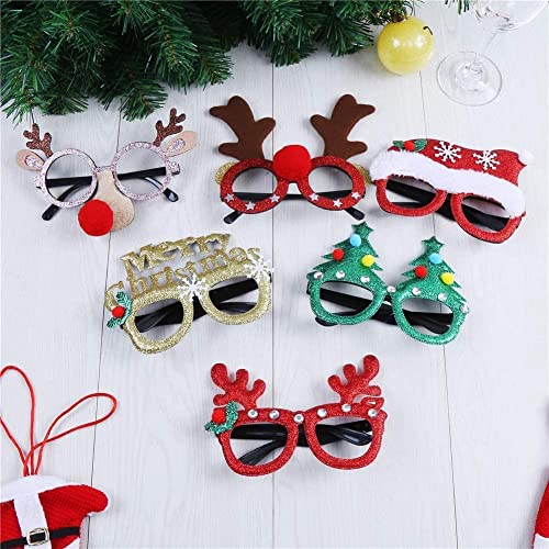 DERAYEE Weihnachtsbrille, 6 Stück Weihnachtsbrillen, Weihnachten Brille Rahmen für Deko Weihnachten