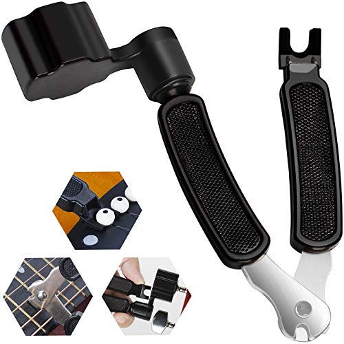 Guitar String Winder Cutter Guitar String Peg Winder Professional Guitar Bridge Pin Puller Fits Acoustic Guitar, Electric Guitar, Bass, Banjos, Mandolins, and More