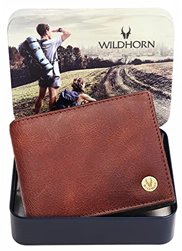 Image of WildHorn Brown Leather Wallet for Men I Ultra Strong Stitching I 6 Card Slots I 2 Currency & 2 Secret Compartments I 1 Coin Pocket