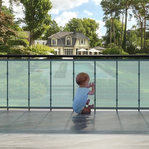 Image of HIPPO Baby Safety Net for Balcony Child Protection Stairway Safety Net Railing Guard for Kids Staircase Protector with Tie-Cords Breathable Fabric Indoor Outdoor Use (1.5MTX5MT, Country-Blue)