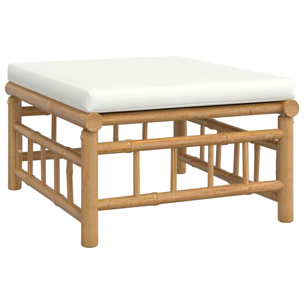vidaXL Garten Lounge Set 7-TLG., Gartenmöbel Set mit Cremeweißen Kissen, Sitzgruppe für Garten Terrasse, Modular Sofa Garnitur Loungemöbel, Bambus