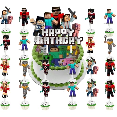 25 pcs the game Cake decoration 24pcs Cupcake Toppers...