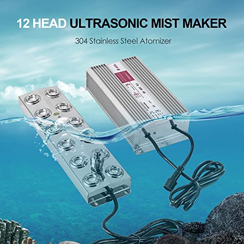 Topqsc Mist Maker Fogger Humidifier For Gardening And Pond Use,12 Head Stainless Steel Ultrasonic Mist Humidifier #TOP5