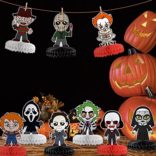 9Pcs Horror Movie Centerpiece Honeycomb Table Decoration Horror Movie Party Decorations Horror Movie Birthday Baby Shower Decorations Halloween Birthday Decorations #TOP1
