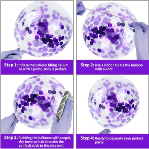 Image of AMFIN (Pack of 50) Confetti Balloons with Matching Ribbion, Party Decoration Items - Purple