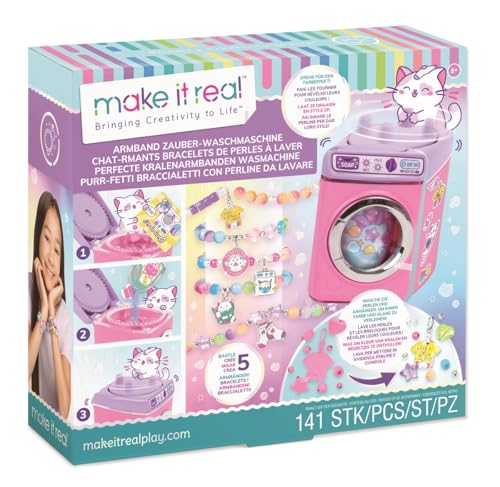 Make It Real 2901466 Mágica de máquina, conjunto de pulseiras para colorir pendentes e contas, jóias para crianças