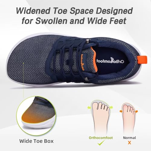 Image of Men's Orthopedic Diabetic Wide Walking Shoes: Comfortable Plantar Fasciitis Fashion Sneakers with Arch Support, Casual Hammer Toes Swollen Tennis Work Sports Shoes for Heel and Foot Pain Relief