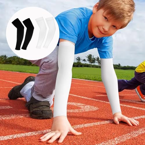 2 Paar Armsleeve Gaming,Arm Sleeve,Armschoner Kinder,Armschutz,Sport Armstulpen Kinder,Atmungsaktiv Sommer,Armlinge,Anti-UV Kompressions Armstulpe,für Jungen Mädchen Volleyball Basketball Armschoner