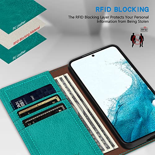 Image of ZZXX for Galaxy S23 Plus Wallet Case Strong Magnetic 6.6 inch,Lake Blue