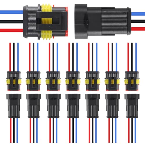 8Pair 3Pin Connector Waterproof Electrical 3 Pin Plug Auto Electrical Wire Connectors Quick Disconnect Automotive Connectors Marine for Car Truck Boat Automotive Replacement Ignition Plug Connectors