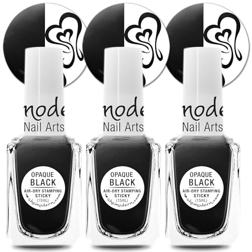 SheModern STICKY BLACK Stamping Polishes For Nail Art Design Air-Dry